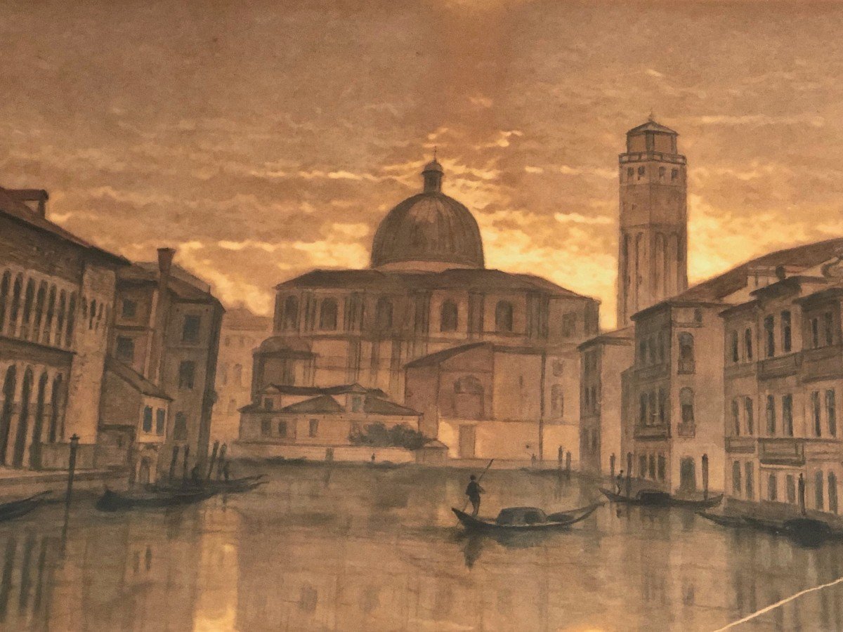 Large Venice View. Signed By François Stroobant (1819-1916)-photo-2