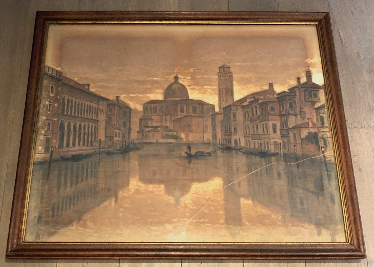 Large Venice View. Signed By François Stroobant (1819-1916)