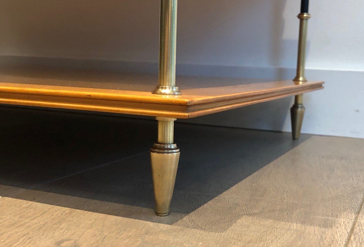 Sycamore And Brass Three Tiers Console Or Side Table. French Work Attributed To Maison Jansen. Circa 1940-photo-7