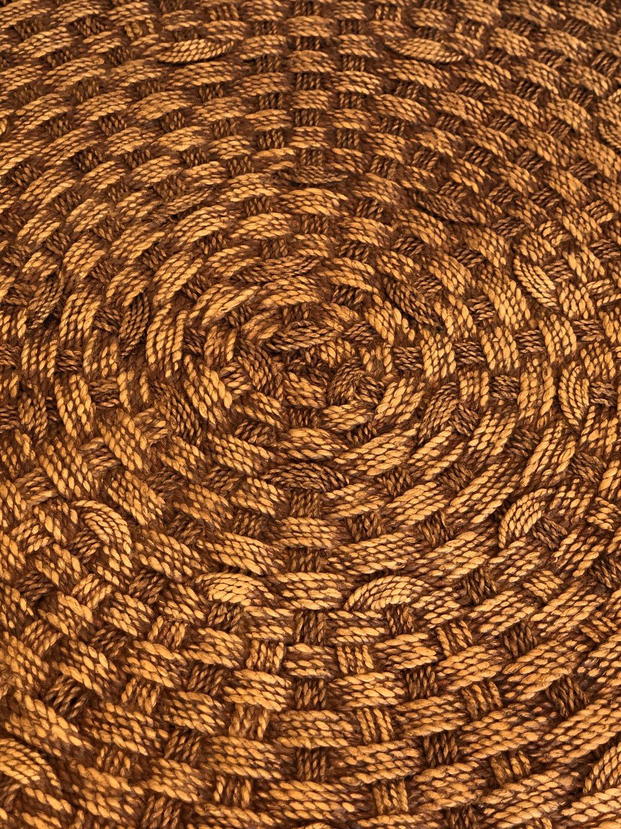 Importante Table Basse Ronde En Corde Et Bois. Travail Français Dans Le Goût d'Audoux-minet-photo-6