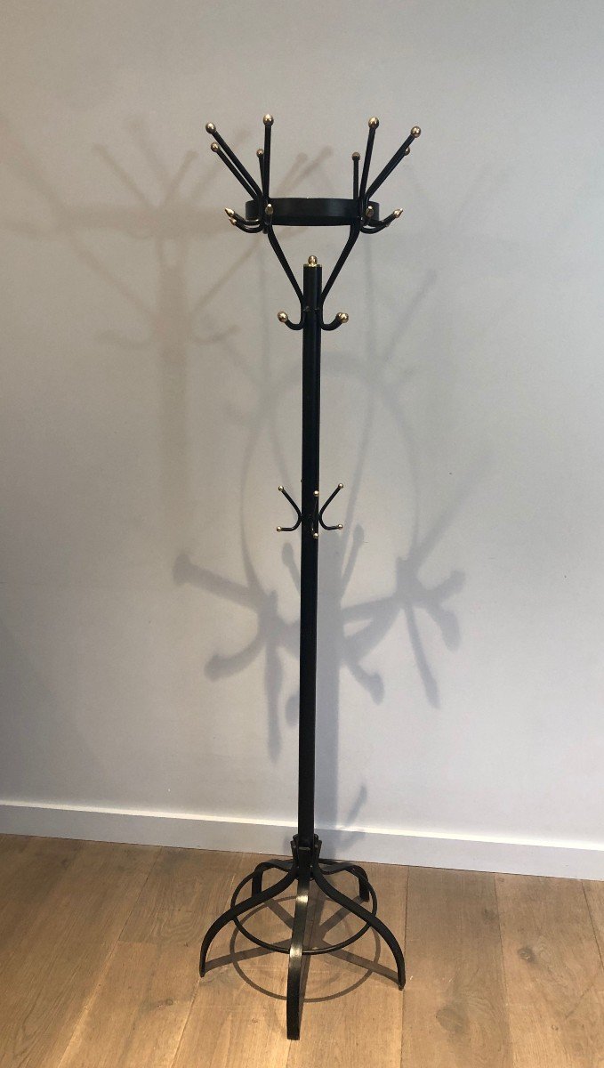 Black Lacquered And Brass Coat Hanger. French. Circa 1950-photo-2