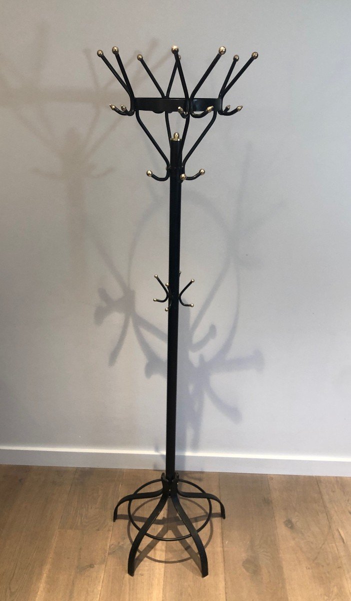 Black Lacquered And Brass Coat Hanger. French. Circa 1950-photo-3