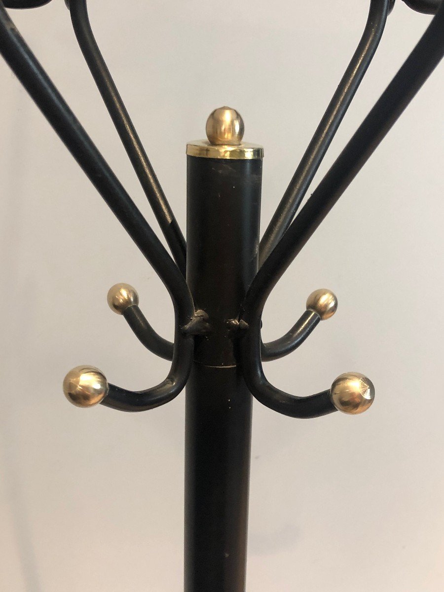 Black Lacquered And Brass Coat Hanger. French. Circa 1950-photo-5
