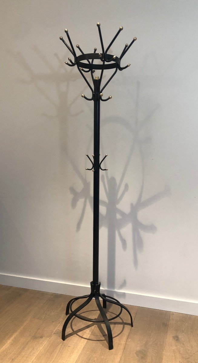 Black Lacquered And Brass Coat Hanger. French. Circa 1950-photo-8