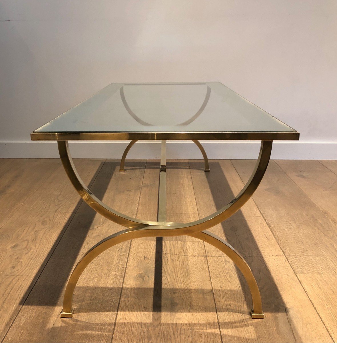 Importante Table Basse De Style Néoclassique En Laiton Attribué à La Maison Jansen-photo-4