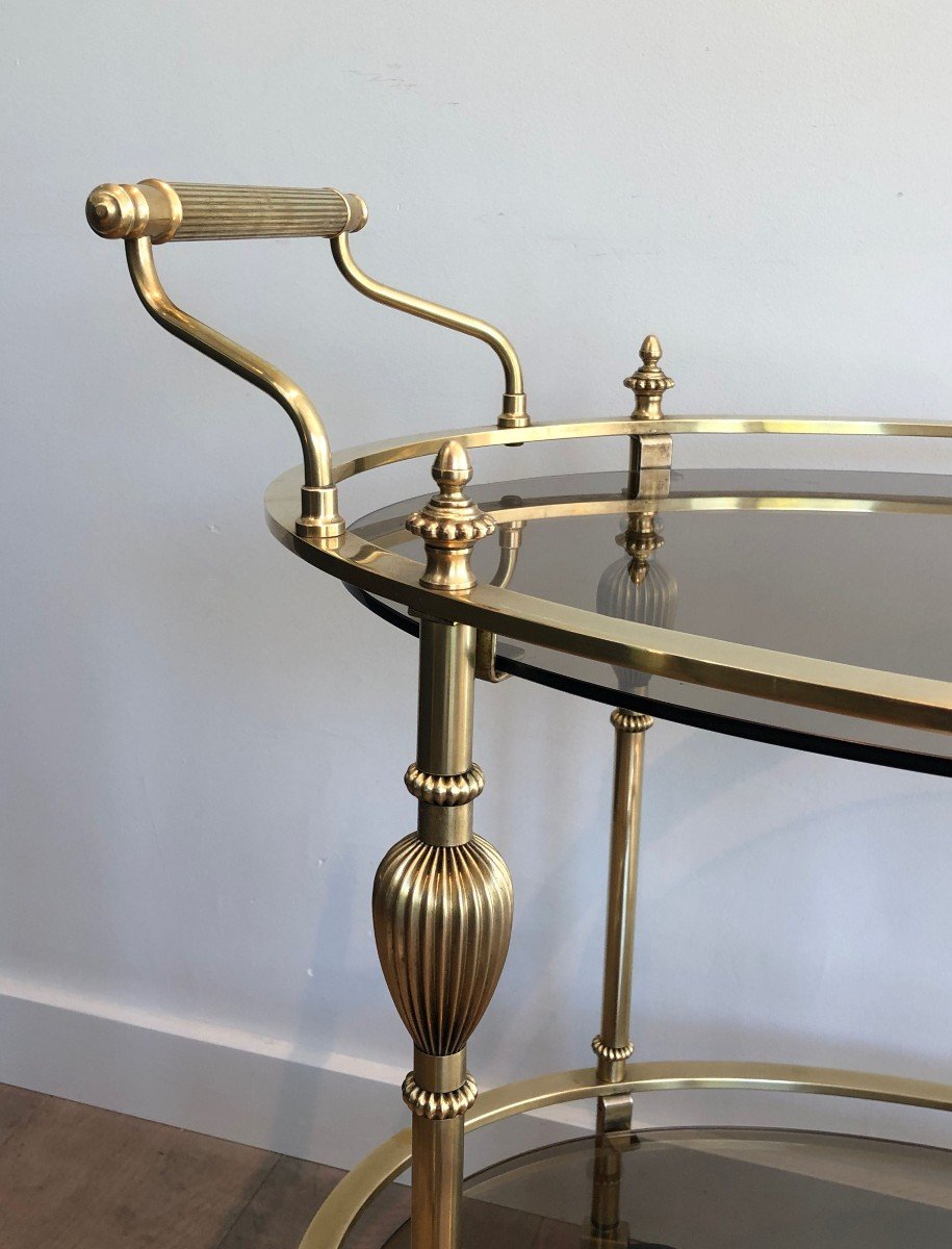 Ovale Brass Drinks Trolley Attributed To Maison Jansen-photo-4