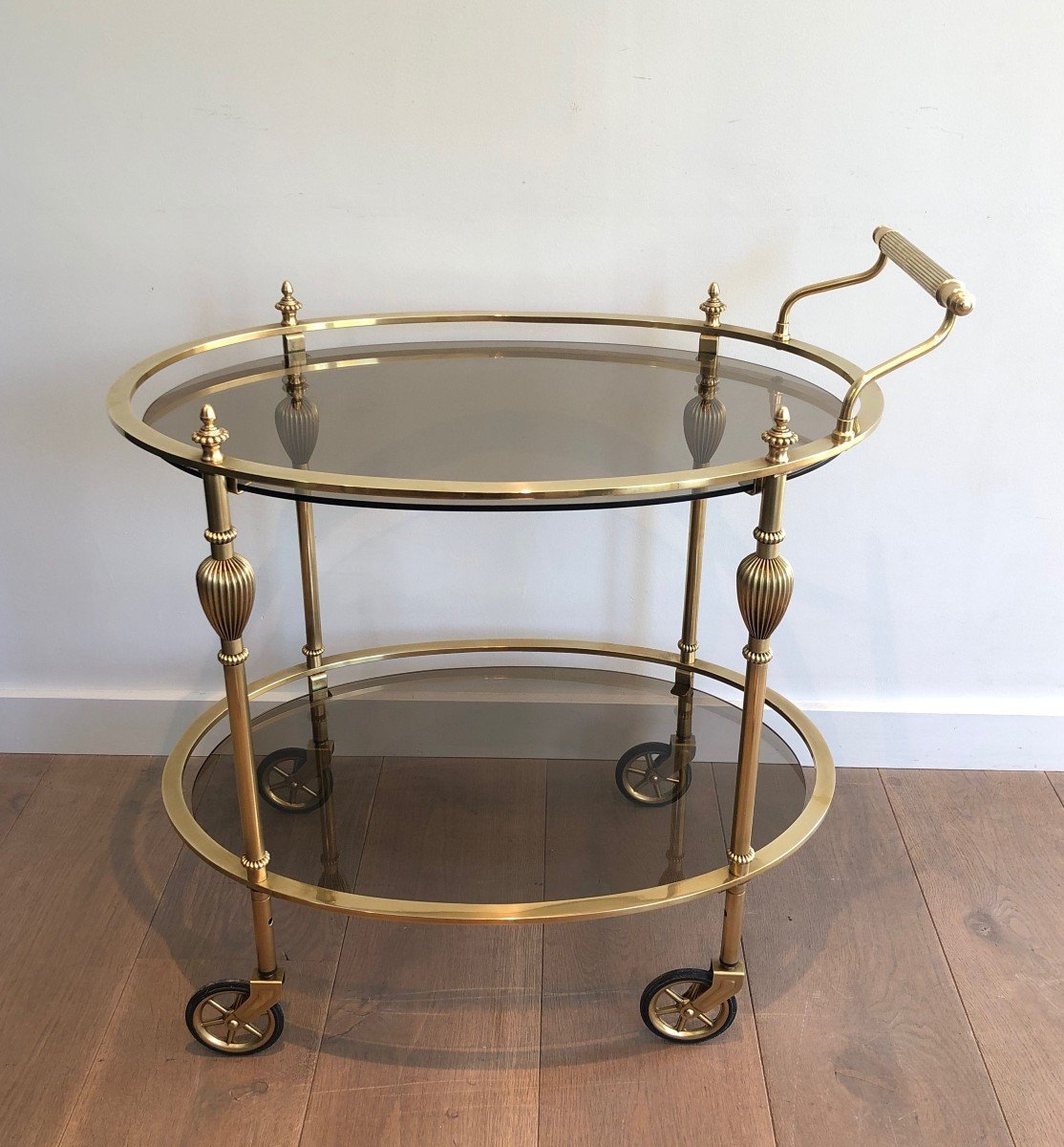 Table Roulante Ovale En Laiton Attribuée à La Maison Jansen-photo-8
