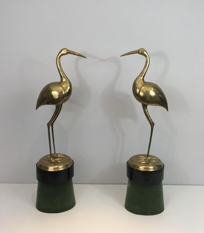 Pair Of Brass Birds