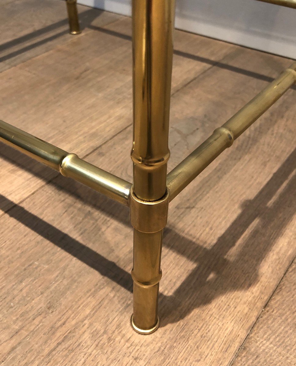 Faux-bamboo Brass Side Table In The Style Of Jacques Adnet-photo-5