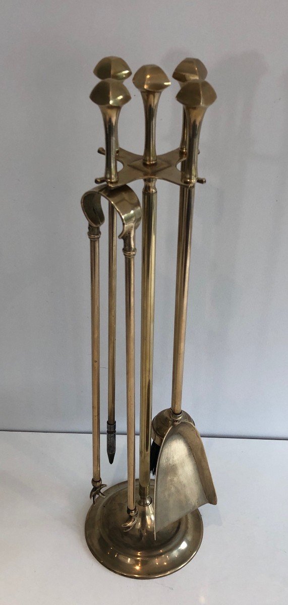 Neoclassical Style Brass Fireplace Tools. French. Circa 1970-photo-8