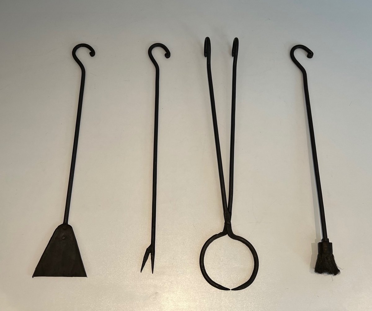 Wrought Iron Deerheads Fireplace Tools-photo-4