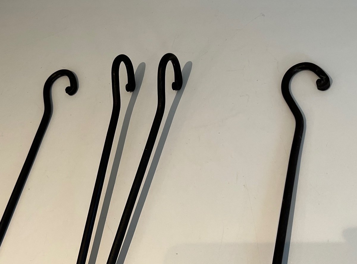 Wrought Iron Deerheads Fireplace Tools-photo-3