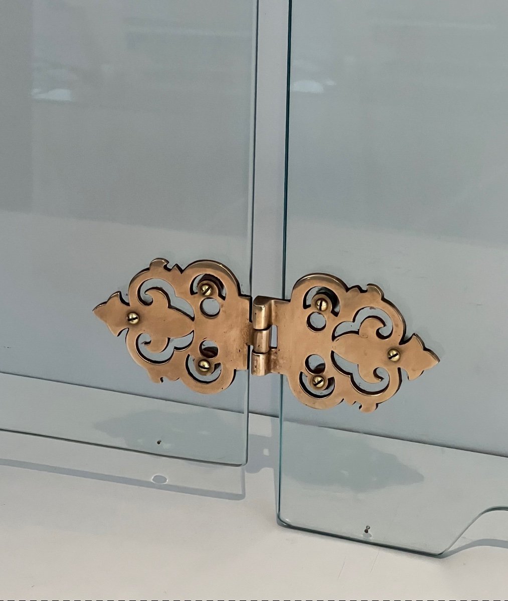Glass Fireplace Screen With Bronze Hinges-photo-4