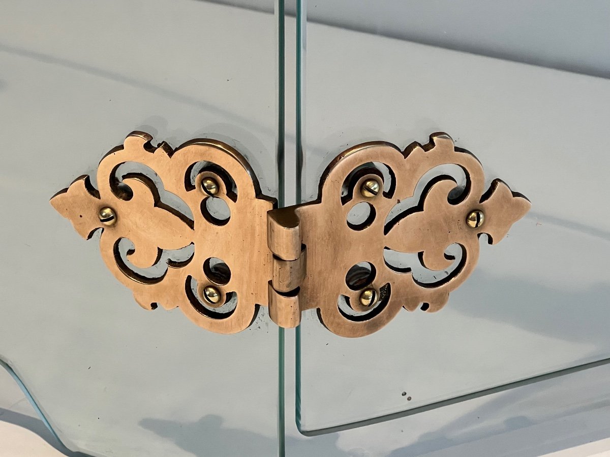 Glass Fireplace Screen With Bronze Hinges-photo-3