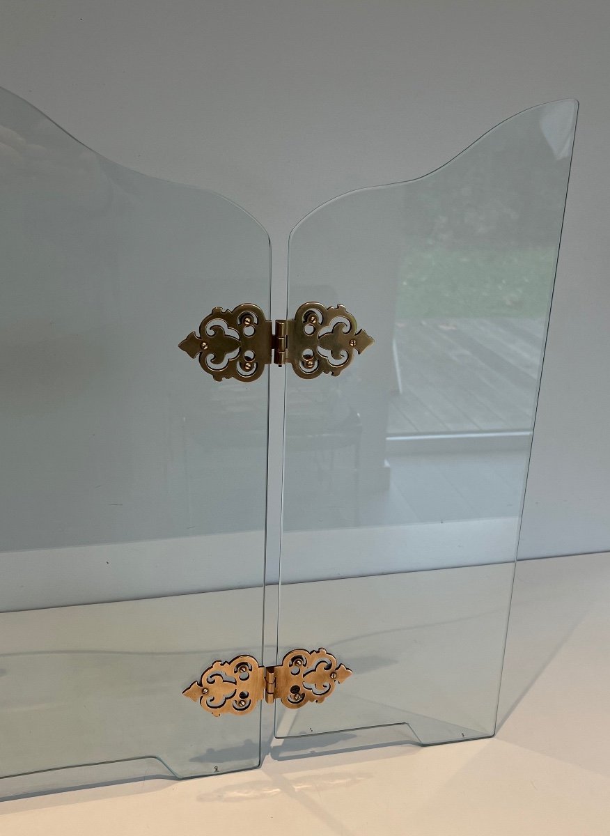 Glass Fireplace Screen With Bronze Hinges-photo-5