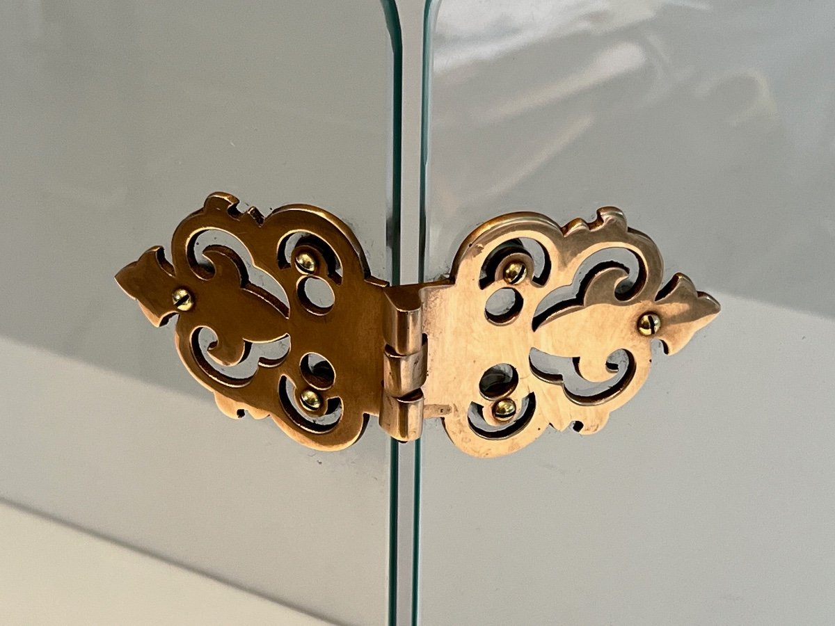 Glass Fireplace Screen With Bronze Hinges-photo-6