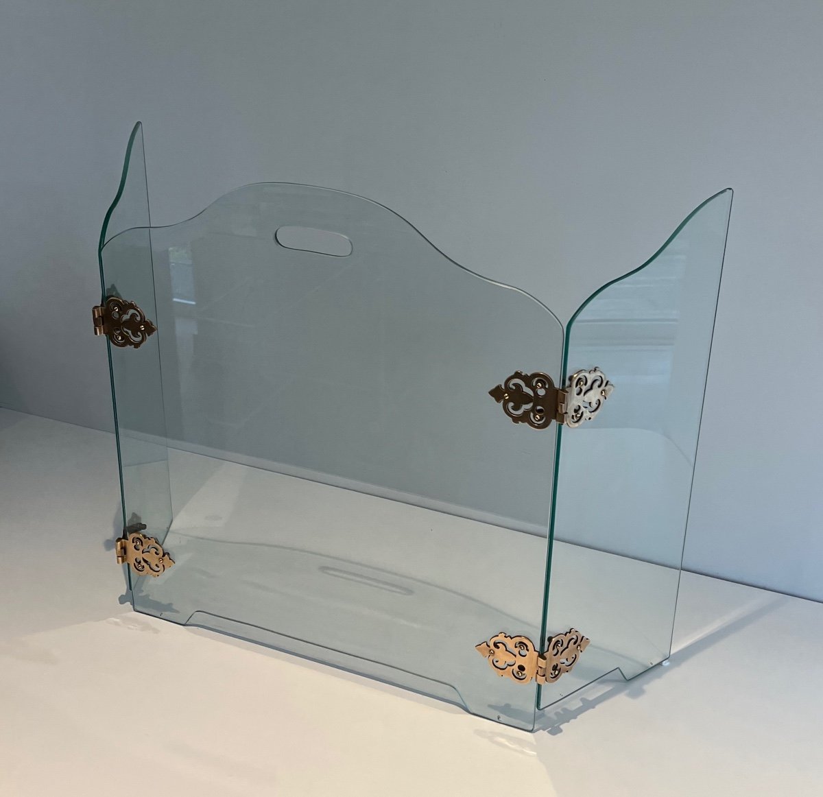 Glass Fireplace Screen With Bronze Hinges-photo-8