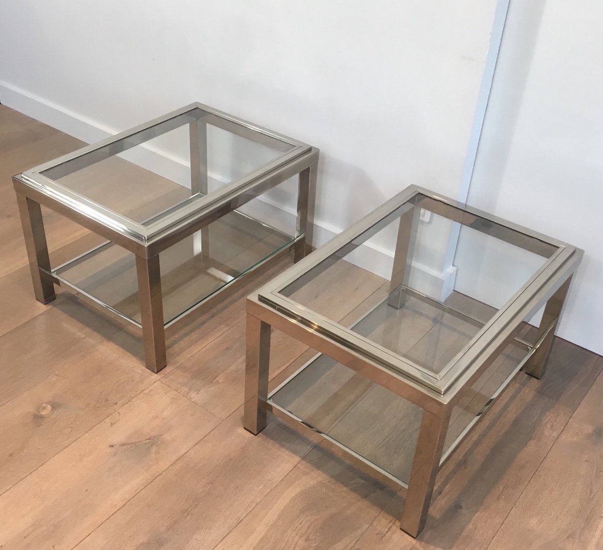 Pair Of Chrome Side Tables-photo-4