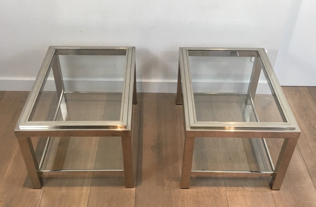 Pair Of Chrome Side Tables-photo-1