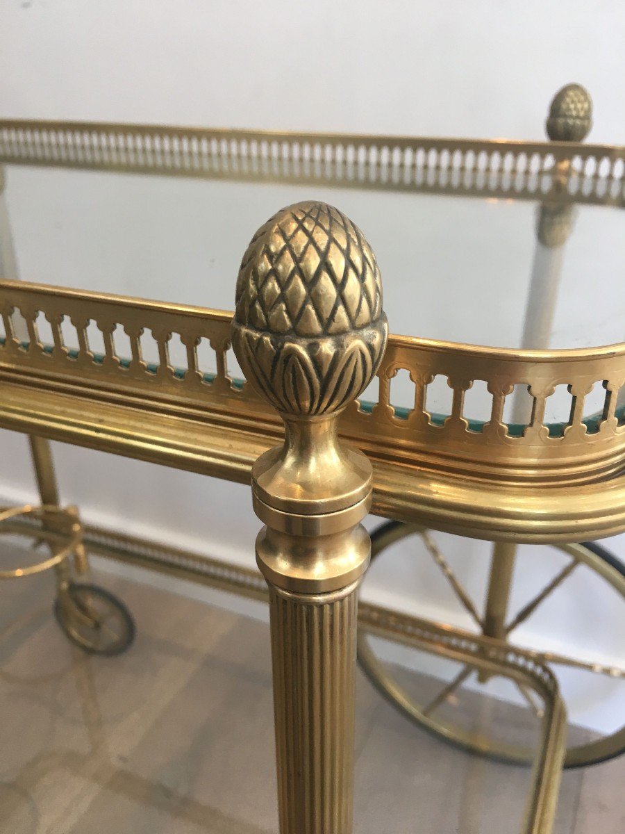 Neoclassical Style Brass Drinks Trolley With Removable Trays French Work By Maison Bagués. 1940-photo-4