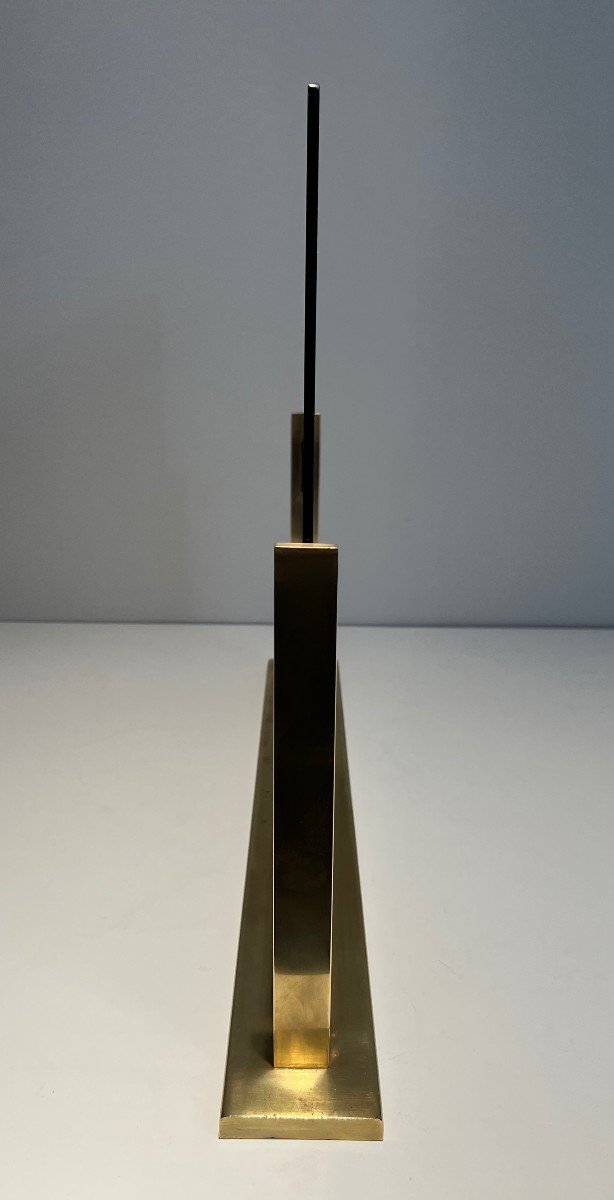 Pare-feu En Verre Fumé Et Laiton. Travail Français. Vers 1970-photo-4