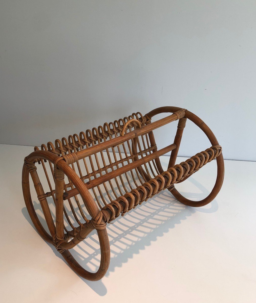 Rattan Magazine Rack. French Work. Circa 1950-photo-2