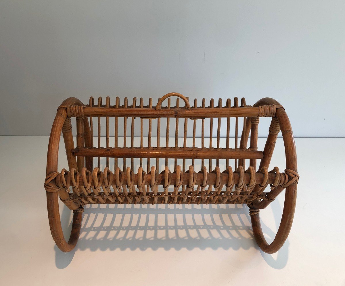 Rattan Magazine Rack. French Work. Circa 1950-photo-4