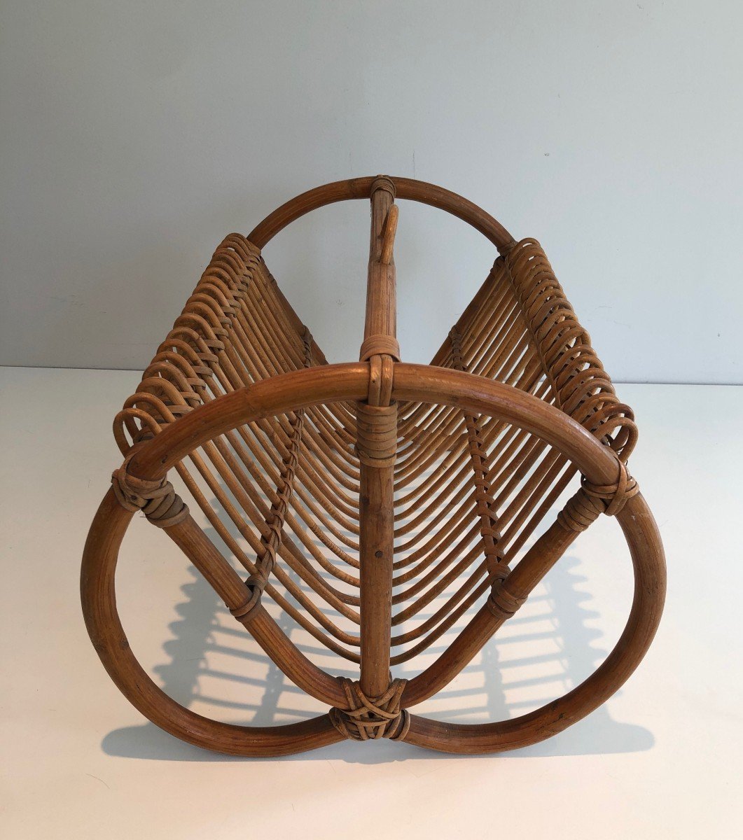 Rattan Magazine Rack. French Work. Circa 1950-photo-1