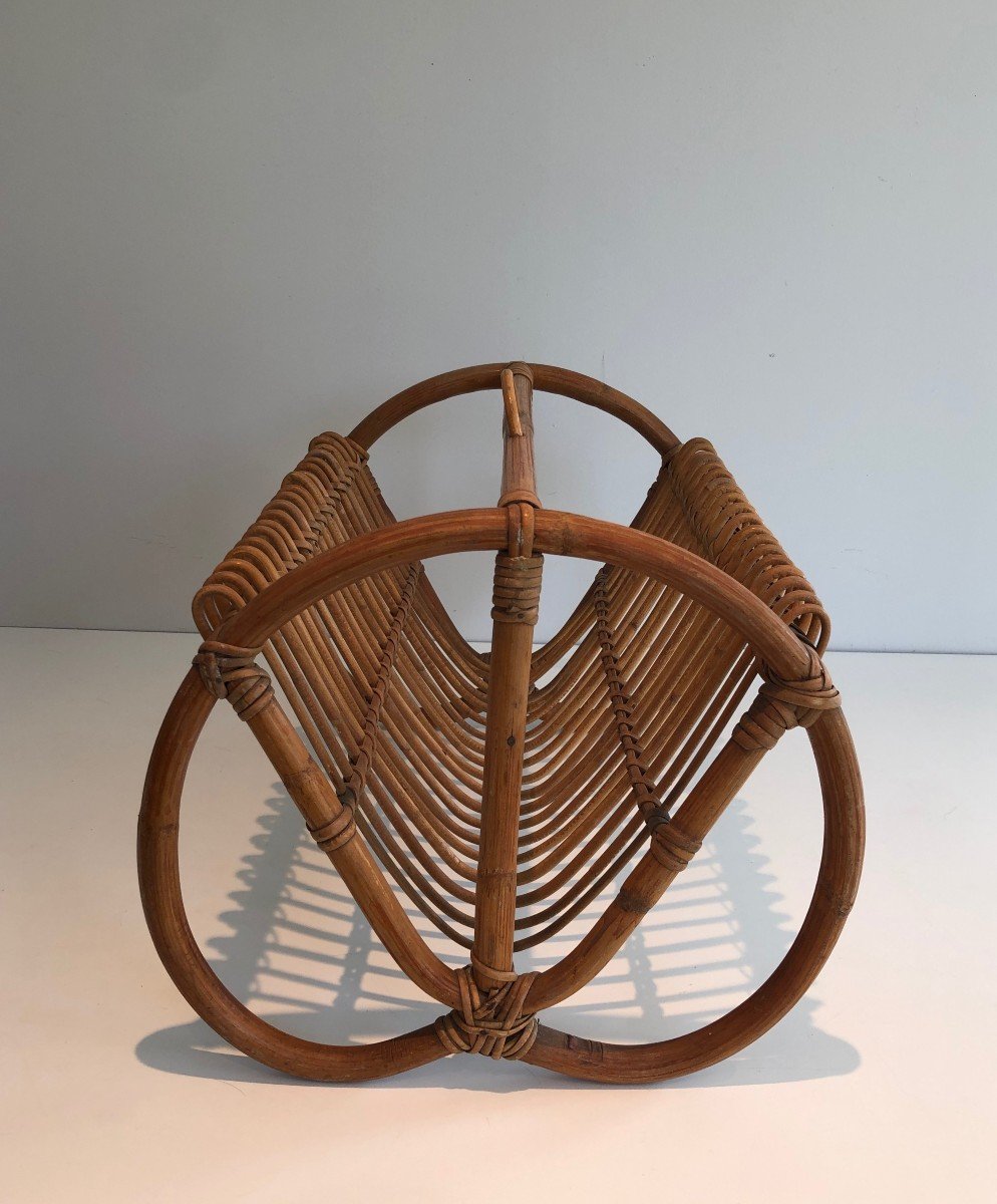 Rattan Magazine Rack. French Work. Circa 1950-photo-2