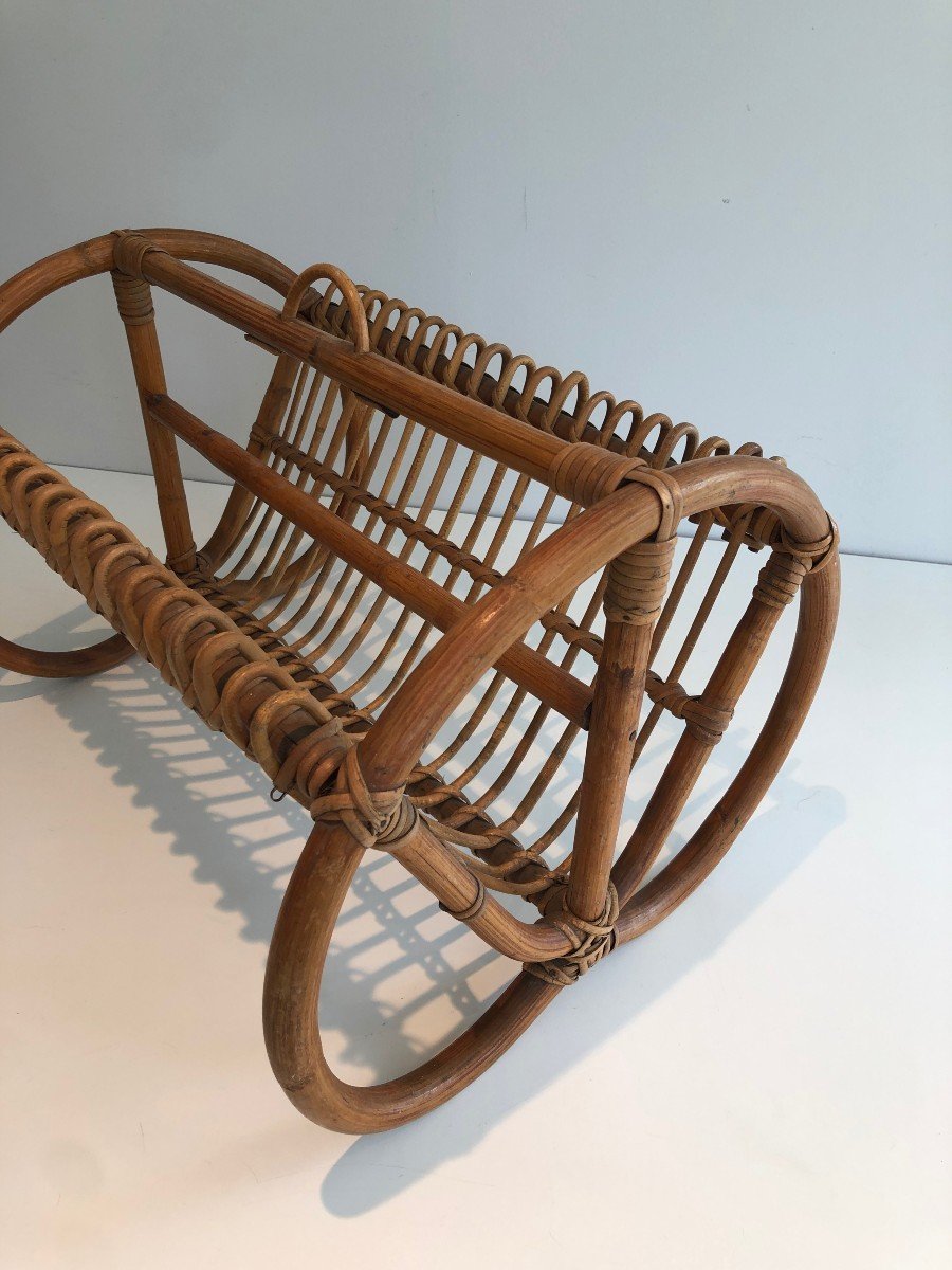 Rattan Magazine Rack. French Work. Circa 1950-photo-5