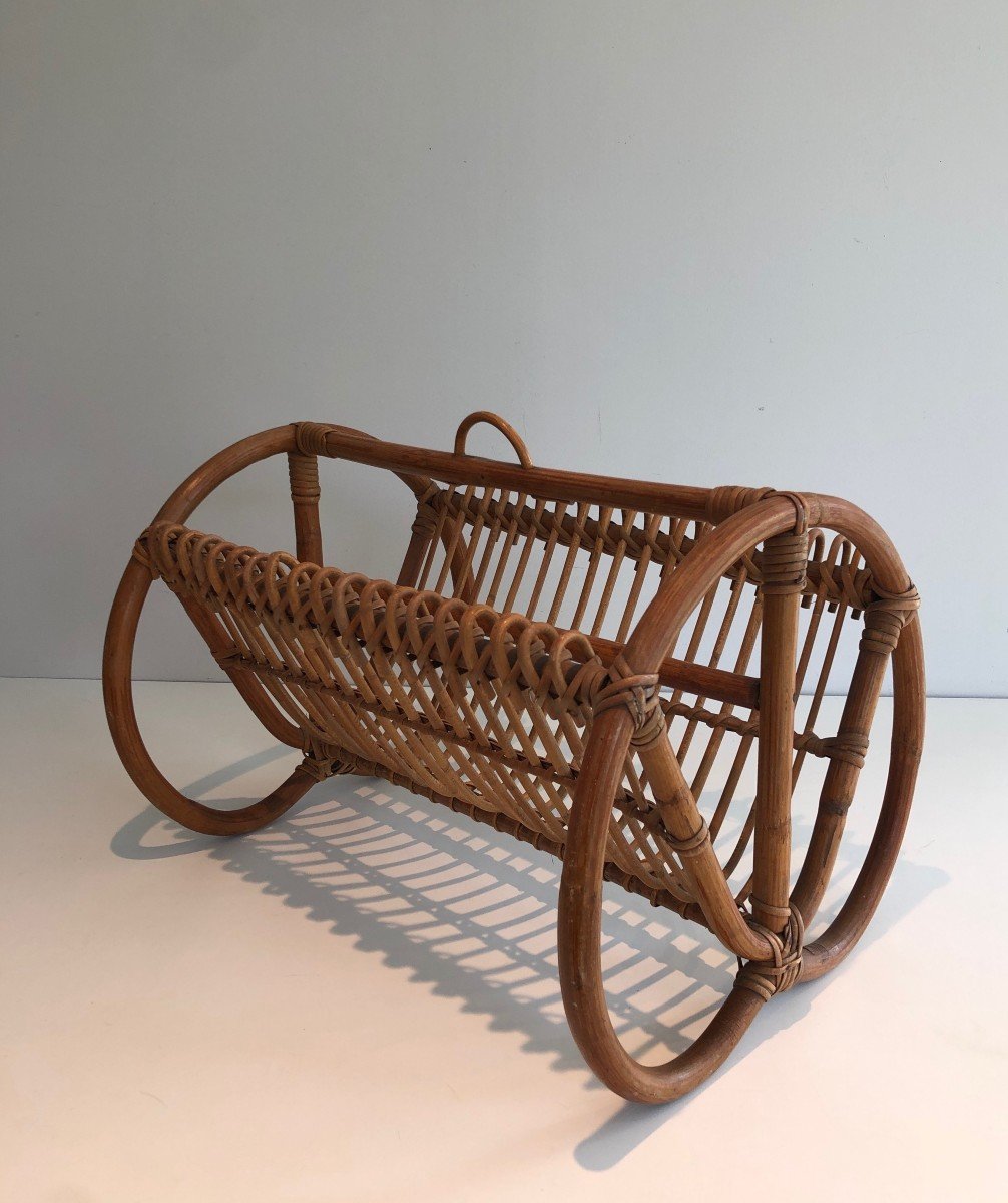 Rattan Magazine Rack. French Work. Circa 1950-photo-6