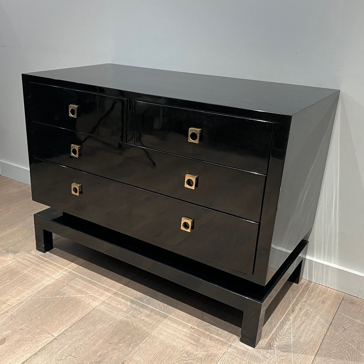 Black Lacquered Chest Of Drawers By Guy Lefèvre For Maison Jansen-photo-3