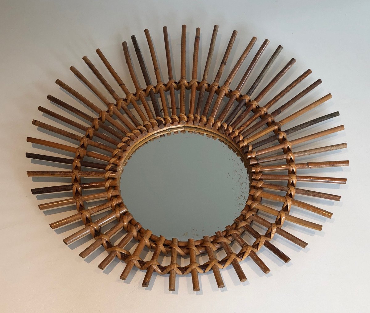 Rattan Mirror. French. Circa 1970-photo-6