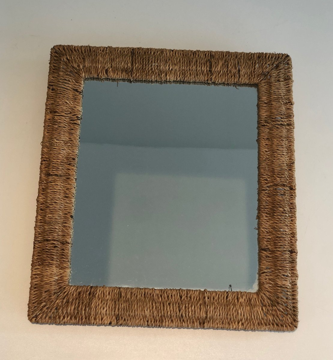 Wall Or Standing Rope Mirror. French Work In The Style Of Audoux Minet. Around 1970-photo-8