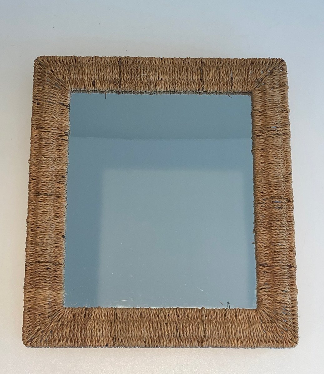 Wall Or Standing Rope Mirror. French Work In The Style Of Audoux Minet. Around 1970