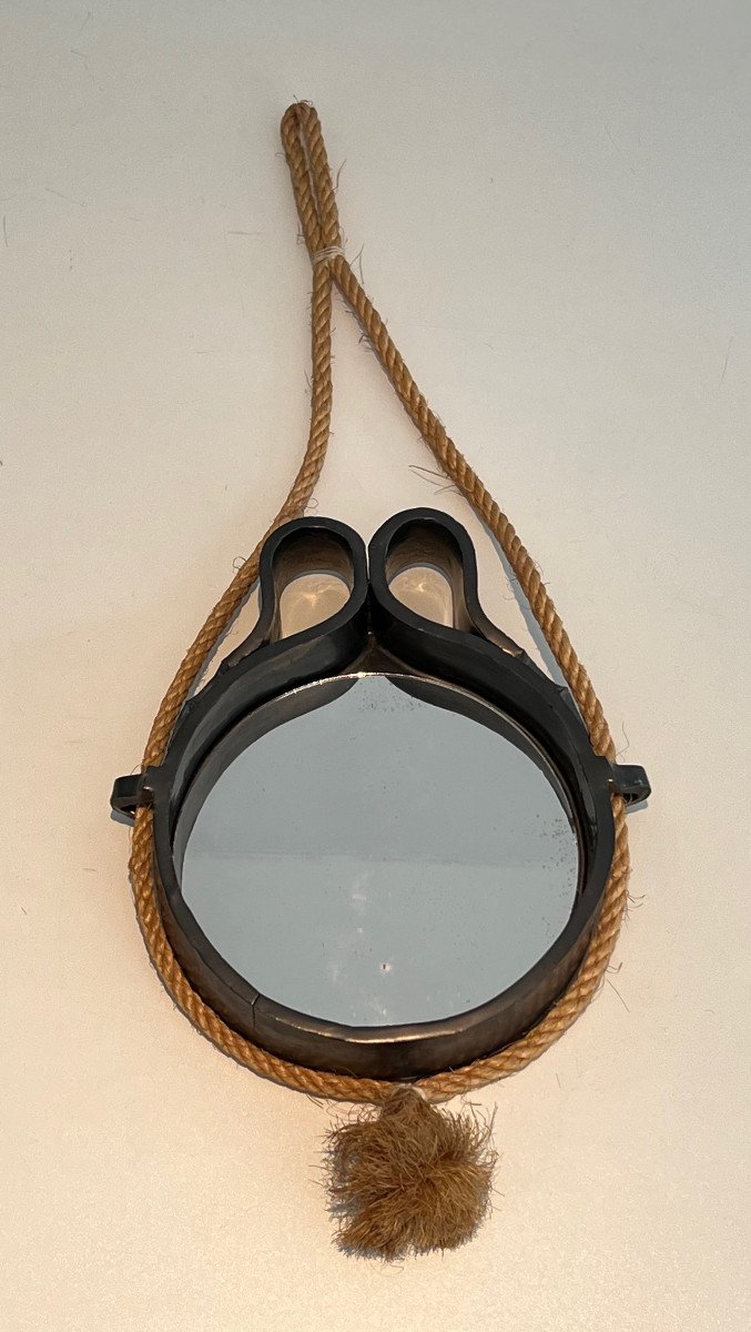 Small Ceramic And Rope Mirror. Some Cooking Fault. French Work. Circa 1970-photo-2