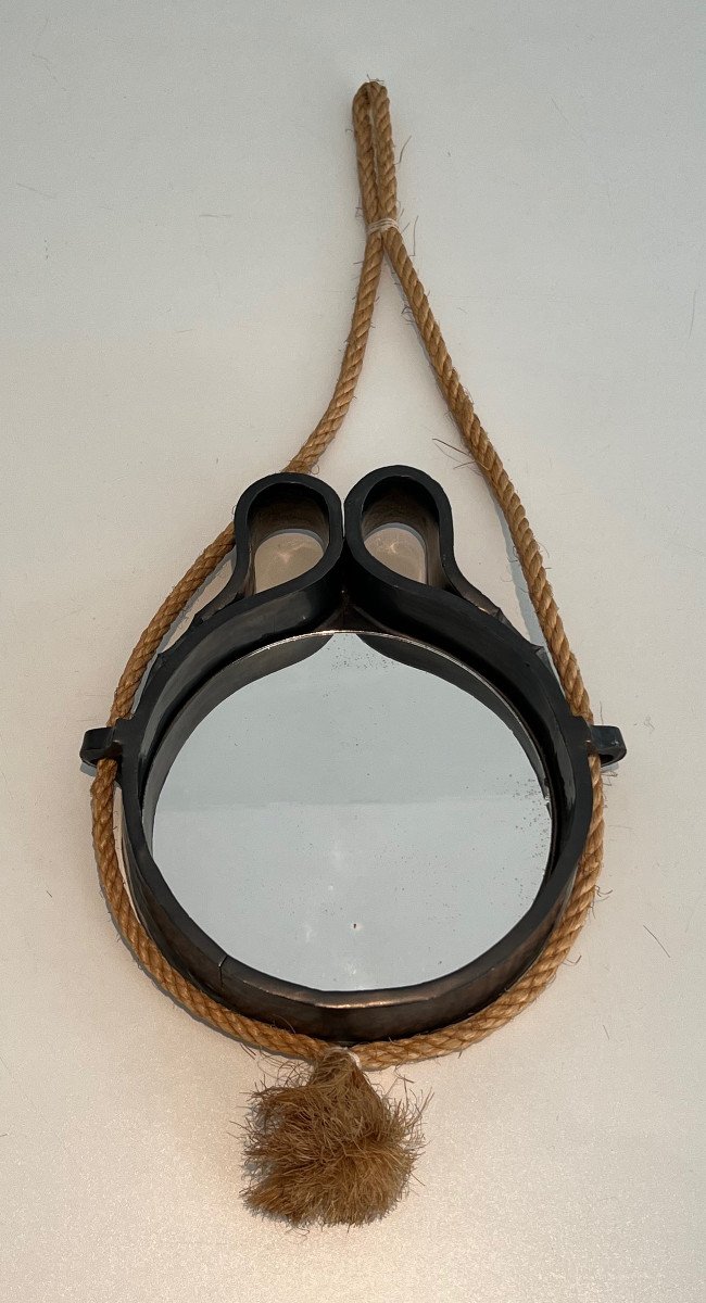 Small Ceramic And Rope Mirror. Some Cooking Fault. French Work. Circa 1970-photo-8