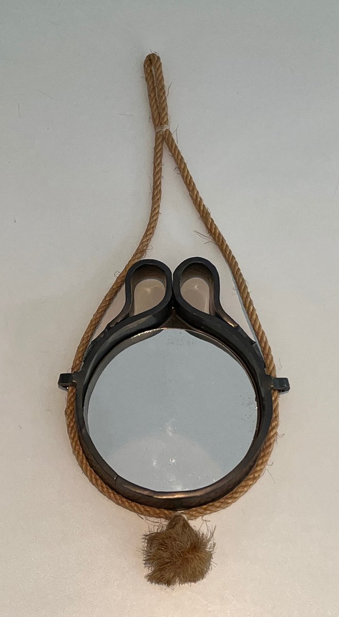 Small Ceramic And Rope Mirror. Some Cooking Fault. French Work. Circa 1970