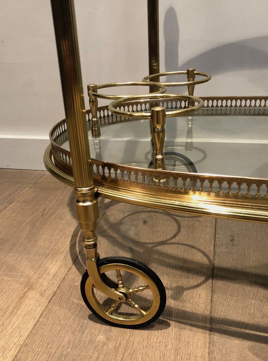 Neoclassical Style Oval Brass Drinks Trolley With Removable Trays. French Work By Maison Bagués-photo-5