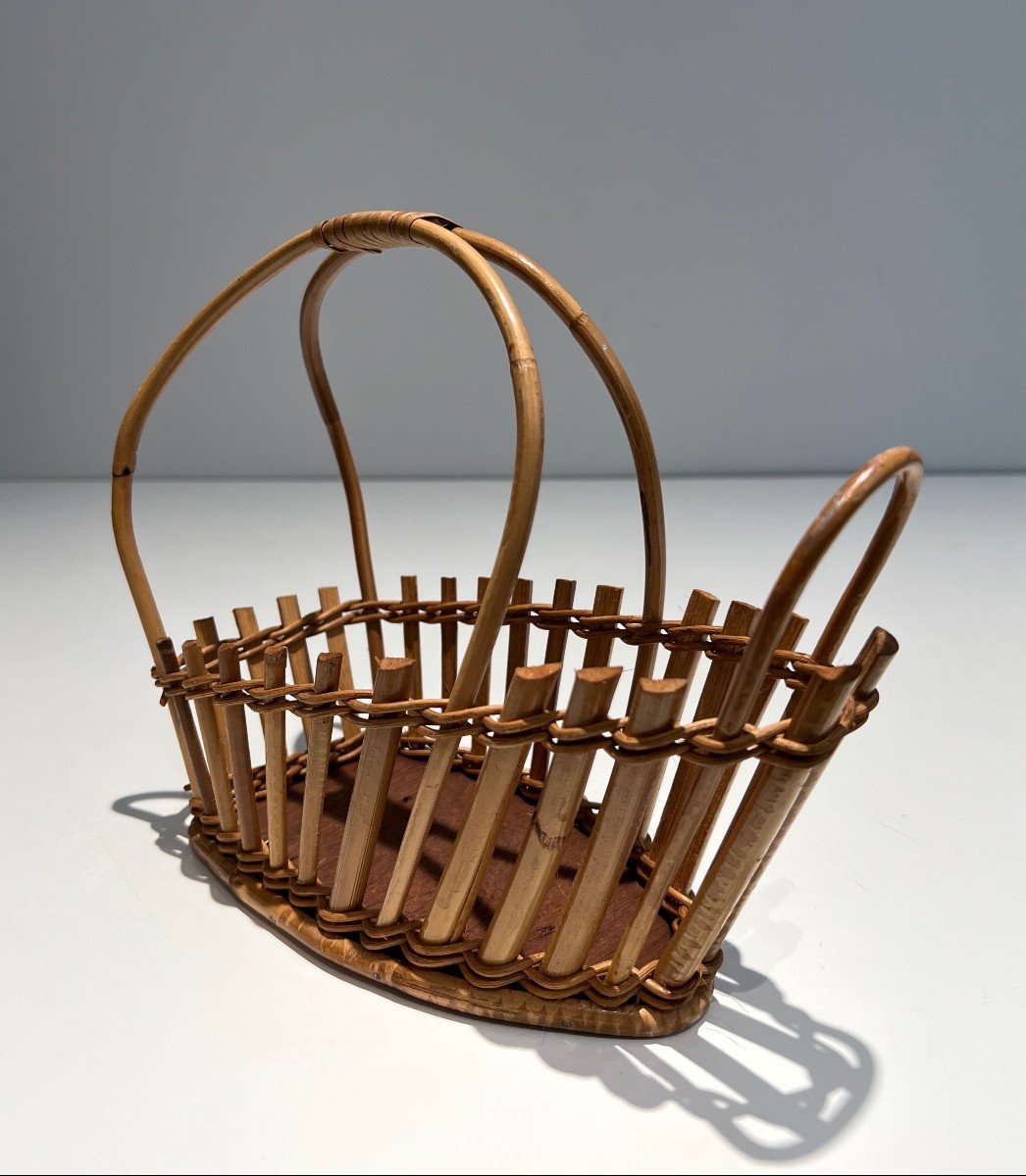 Rattan Bottle Holder. French. Circa 1970-photo-2