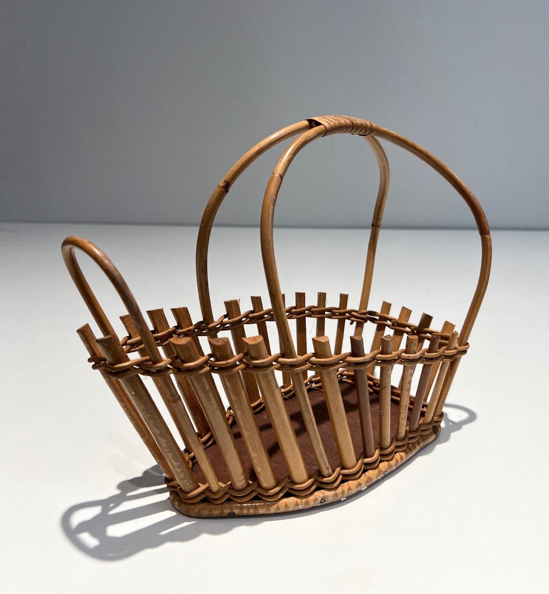 Rattan Bottle Holder. French. Circa 1970-photo-5