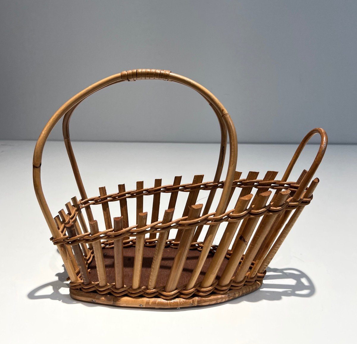 Rattan Bottle Holder. French. Circa 1970