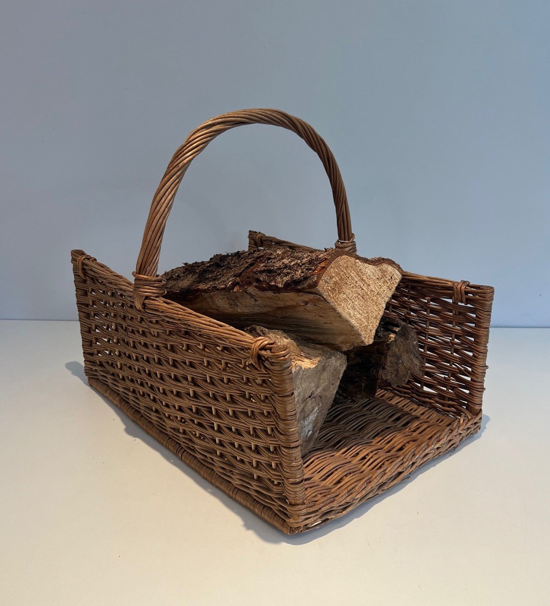 Rattan Logs Holder. French Work, Circa 1970