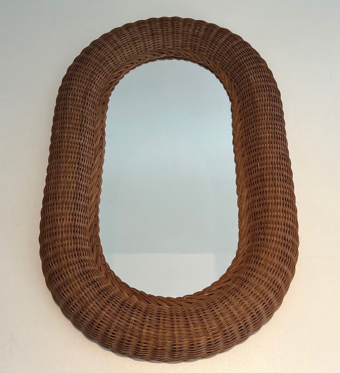 Oval Rattan Mirror. French Work. Circa 1970-photo-2