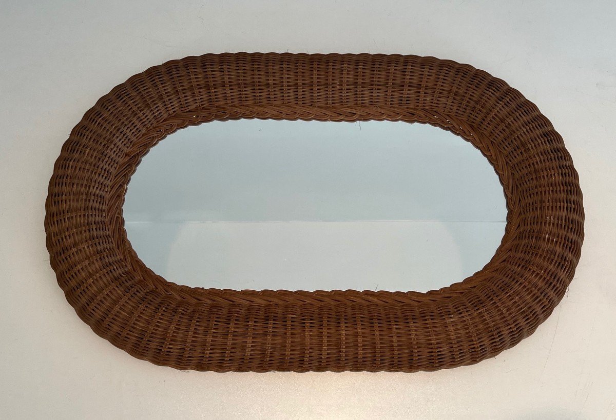 Oval Rattan Mirror. French Work. Circa 1970-photo-5