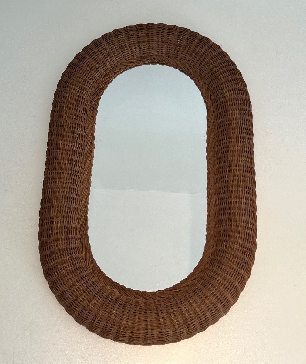 Oval Rattan Mirror. French Work. Circa 1970-photo-7