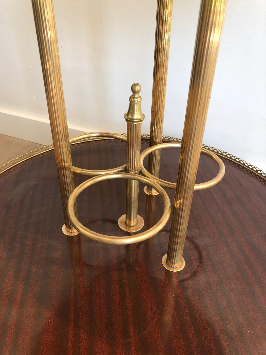 Round Rolling Table In Mahogany And Brass Attributed To Maison Jansen. French Work. Verse 1-photo-4