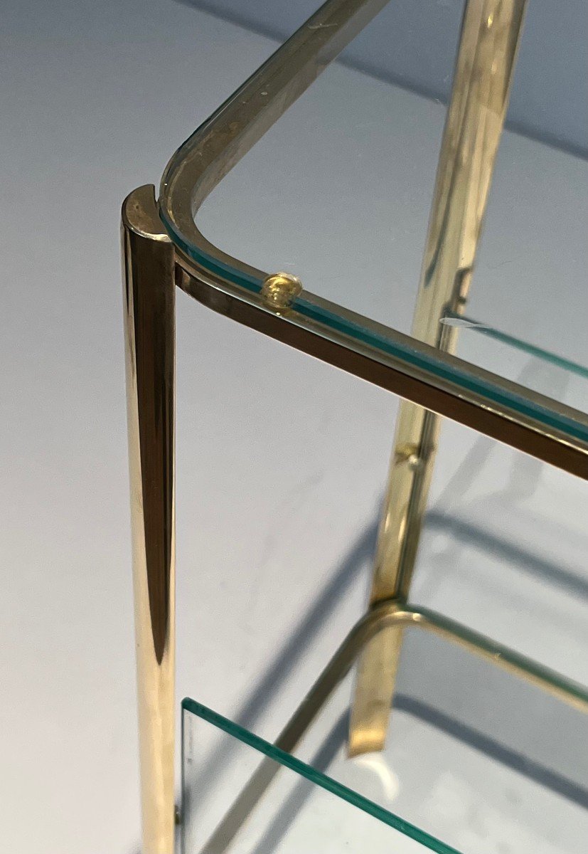 Magazine Rack In Polished Bronze And Glass. French Work Signed Jacques Théophile Lepelletier-photo-2