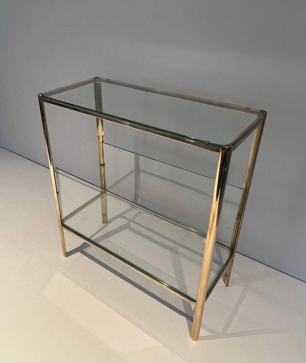 Magazine Rack In Polished Bronze And Glass. French Work Signed Jacques Théophile Lepelletier-photo-4
