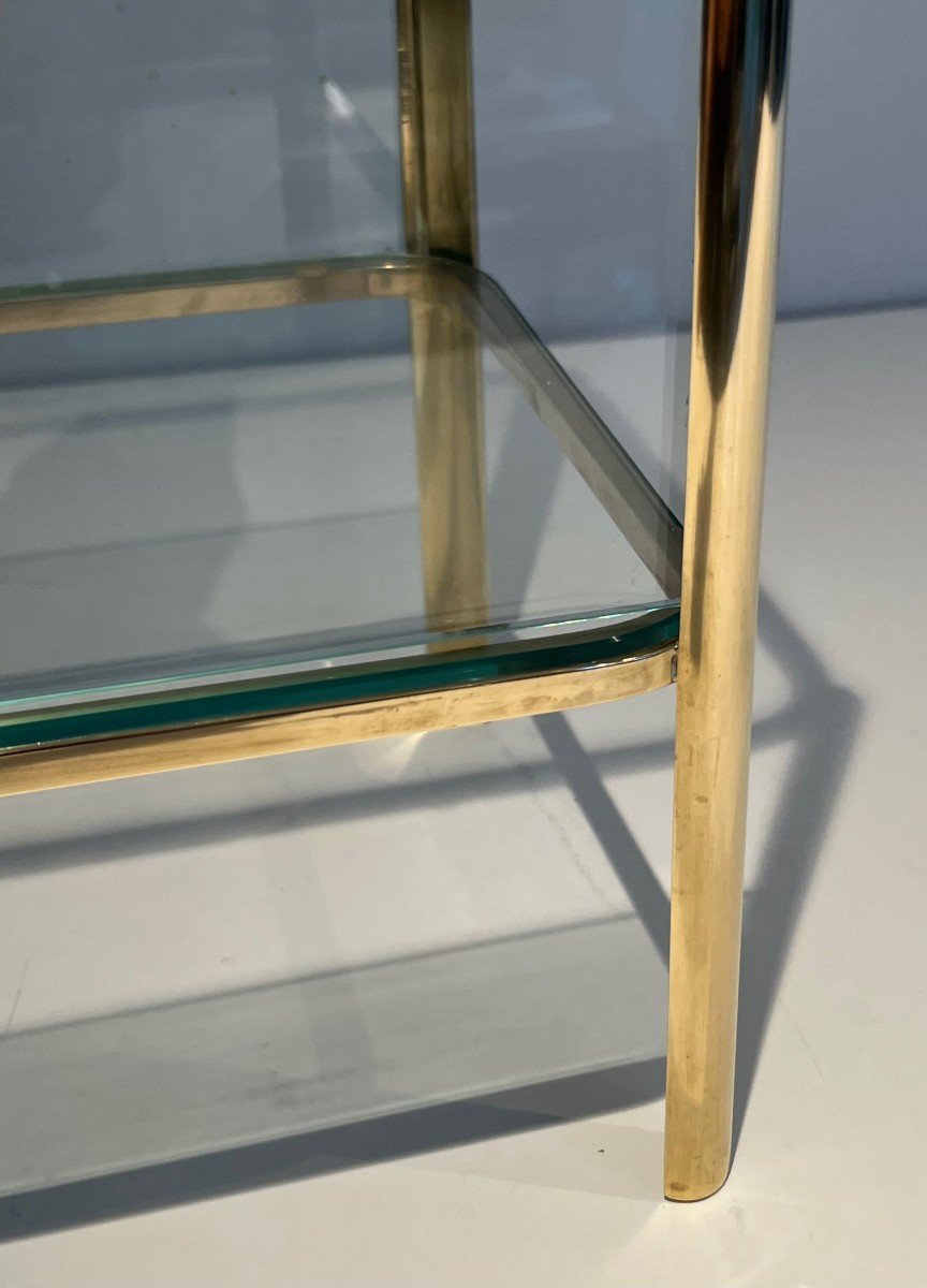 Magazine Rack In Polished Bronze And Glass. French Work Signed Jacques Théophile Lepelletier-photo-6